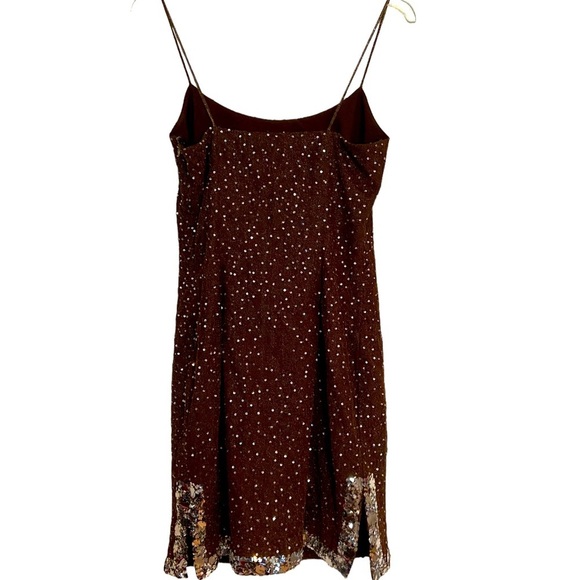 Nicole Miller Collection. Cocktail Dress Chocolate Brown Embellished Size Medium - Picture 3 of 6